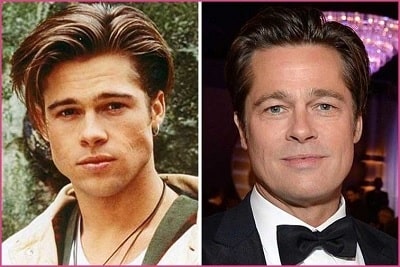 A picture of Brad Pitt before (left) and after (right).